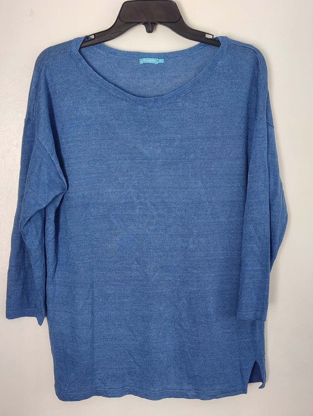 J. MCLAUGHLIN linen Sweater Top Blue Knit Size M